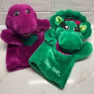 Barney and baby bop hand puppets